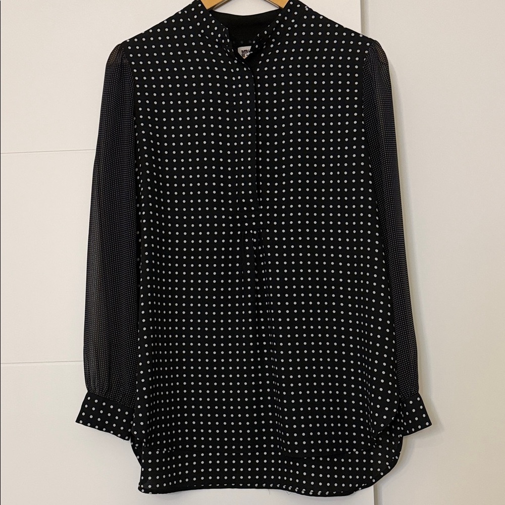 Anne Klein Black and White Dotted Blouse